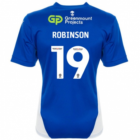 Kandiny Uomo Maglia Luke Robinson #19 Blu Bianco Kit Gara Home 2024/25 Maglietta