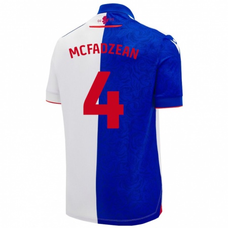 Kandiny Heren Kyle Mcfadzean #4 Hemelsblauw Wit Thuisshirt Thuistenue 2024/25 T-Shirt België