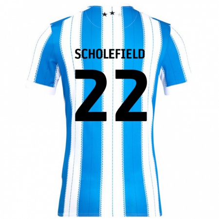 Kandiny Män Lois Scholefield #22 Blå Vit Hemmatröja Matchtröjor 2024/25 Tröjor T-Tröja