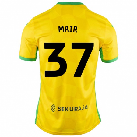 Kandiny Män Archie Mair #37 Gul Grön Hemmatröja Matchtröjor 2024/25 Tröjor T-Tröja