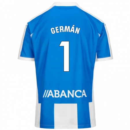 Kandiny Hombre Camiseta Germán Parreño #1 Azul Blanco 1ª Equipación 2024/25 La Camisa