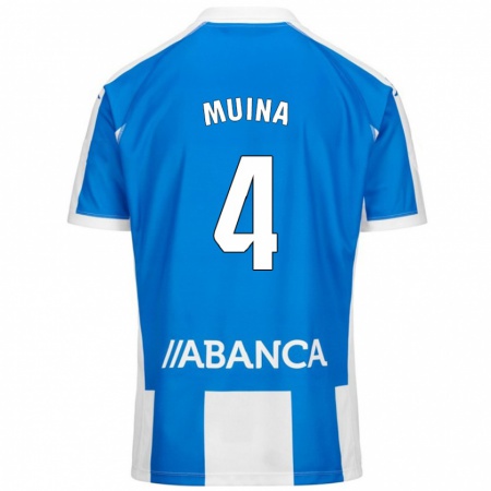 Kandiny Uomo Maglia Henar Muiña #4 Blu Bianco Kit Gara Home 2024/25 Maglietta