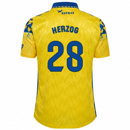 Kandiny Herren Juanma Herzog #28 Gelb Blau Heimtrikot Trikot 2024/25 T-Shirt Österreich