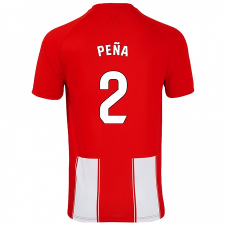 Kandiny Uomo Maglia Miguel Peña #2 Rosso Bianco Kit Gara Home 2024/25 Maglietta