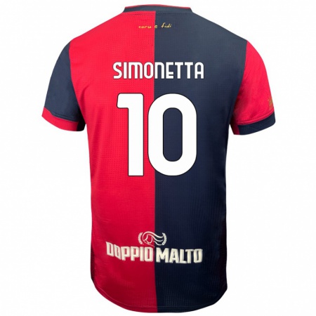 Kandiny Herren Jacopo Simonetta #10 Rot Dunkleres Blau Heimtrikot Trikot 2024/25 T-Shirt Österreich