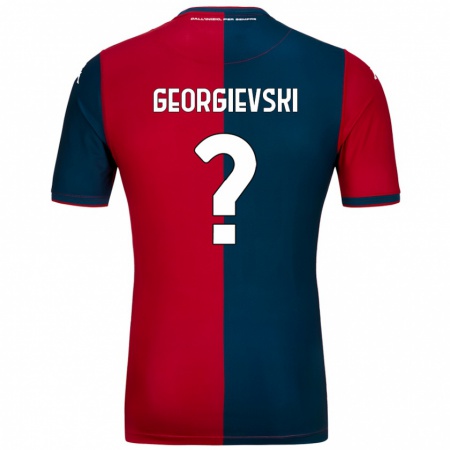 Kandiny Heren Toma Georgievski #0 Rood Donkerblauw Thuisshirt Thuistenue 2024/25 T-Shirt België