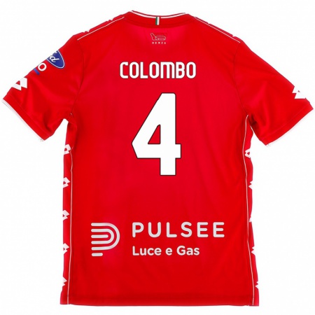 Kandiny Hombre Camiseta Leonardo Colombo #4 Rojo Blanco 1ª Equipación 2024/25 La Camisa