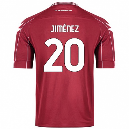 Kandiny Uomo Maglia Kaleb Jiménez #20 Borgogna Kit Gara Home 2024/25 Maglietta