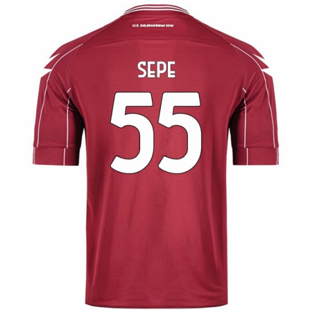 Kandiny Uomo Maglia Luigi Sepe #55 Borgogna Kit Gara Home 2024/25 Maglietta