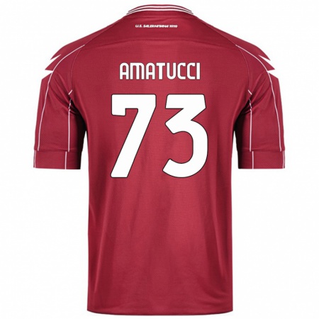 Kandiny Uomo Maglia Lorenzo Amatucci #73 Borgogna Kit Gara Home 2024/25 Maglietta