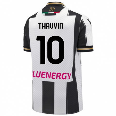 Kandiny Män Florian Thauvin #10 Vit Svart Hemmatröja Matchtröjor 2024/25 Tröjor T-Tröja