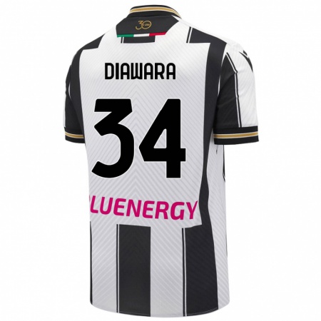 Kandiny Hombre Camiseta Sekou Diawara #34 Blanco Negro 1ª Equipación 2024/25 La Camisa México