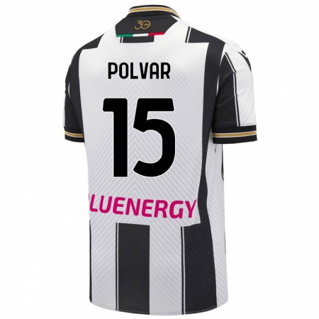 Kandiny Hombre Camiseta Francesco Polvar #15 Blanco Negro 1ª Equipación 2024/25 La Camisa México