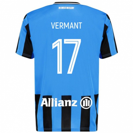 Kandiny Uomo Maglia Romeo Vermant #17 Azzurro Nero Kit Gara Home 2024/25 Maglietta