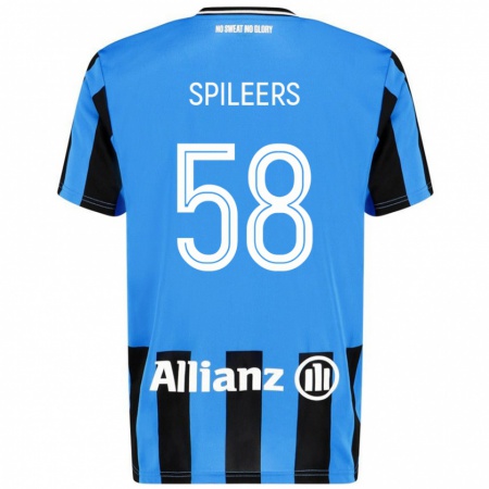 Kandiny Heren Jorne Spileers #58 Hemelsblauw Zwart Thuisshirt Thuistenue 2024/25 T-Shirt België