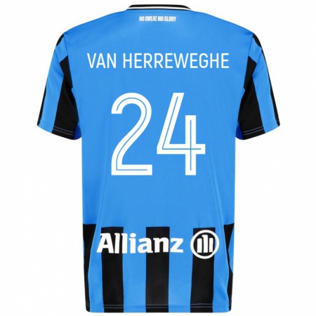 Kandiny Heren Febe Van Herreweghe #24 Hemelsblauw Zwart Thuisshirt Thuistenue 2024/25 T-Shirt België