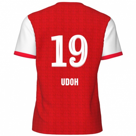 Kandiny Hombre Camiseta Victor Udoh #19 Rojo Blanco 1ª Equipación 2024/25 La Camisa