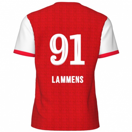 Kandiny Hombre Camiseta Senne Lammens #91 Rojo Blanco 1ª Equipación 2024/25 La Camisa