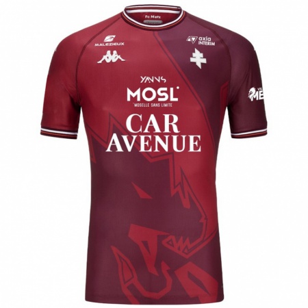 Kandiny Uomo Maglia Jessy Deminguet #20 Rosso Granata Kit Gara Home 2024/25 Maglietta