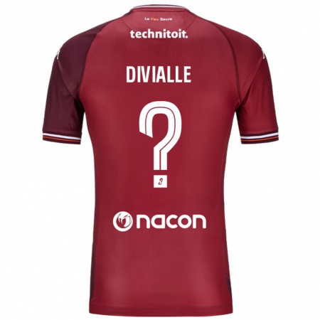 Kandiny Uomo Maglia Charles Divialle #0 Rosso Granata Kit Gara Home 2024/25 Maglietta