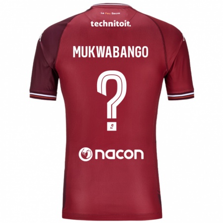 Kandiny Uomo Maglia Bénit Mukwabango #0 Rosso Granata Kit Gara Home 2024/25 Maglietta