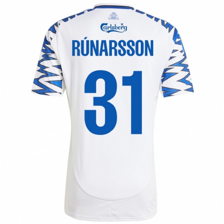 Kandiny Męski Rúnar Alex Rúnarsson #31 Biały Błękitny Domowa Koszulka 2024/25 Koszulki Klubowe