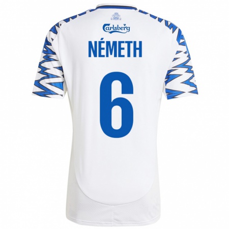 Kandiny Uomo Maglia Hunor Németh #6 Bianco Azzurro Kit Gara Home 2024/25 Maglietta