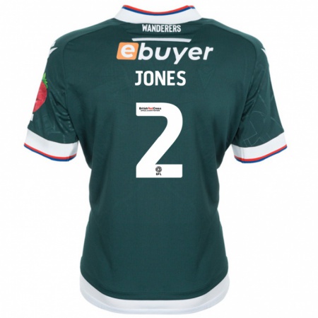 Kandiny Uomo Maglia Gethin Jones #2 Verde Scuro Kit Gara Away 2024/25 Maglietta