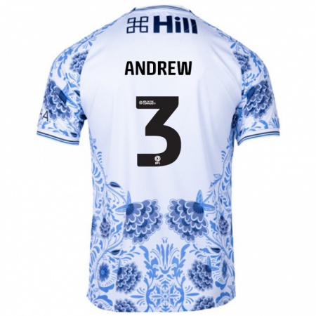 Kandiny Uomo Maglia Danny Andrew #3 Bianco Blu Kit Gara Away 2024/25 Maglietta