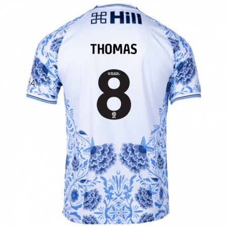 Kandiny Män George Thomas #8 Vit Blå Bortatröja Matchtröjor 2024/25 Tröjor T-Tröja