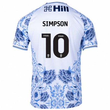 Kandiny Män Harley-Jean Simpson #10 Vit Blå Bortatröja Matchtröjor 2024/25 Tröjor T-Tröja