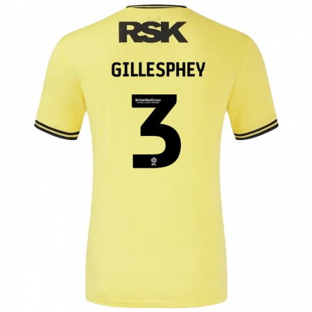 Kandiny Uomo Maglia Macaulay Gillesphey #3 Giallo Nero Kit Gara Away 2024/25 Maglietta