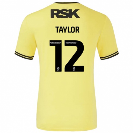 Kandiny Hombre Camiseta Terry Taylor #12 Amarillo Negro 2ª Equipación 2024/25 La Camisa