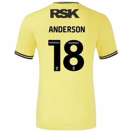 Kandiny Uomo Maglia Karoy Anderson #18 Giallo Nero Kit Gara Away 2024/25 Maglietta