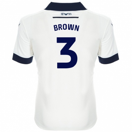 Kandiny Uomo Maglia Ciaron Brown #3 Bianco Blu Navy Kit Gara Away 2024/25 Maglietta