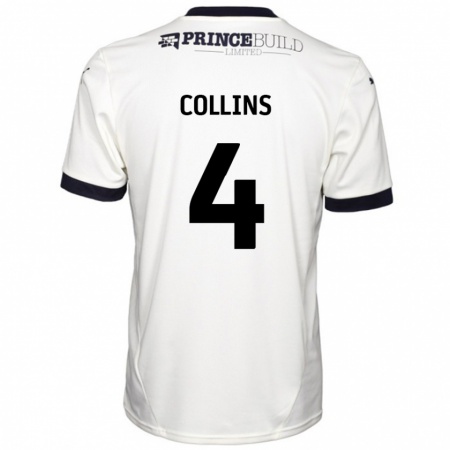 Kandiny Uomo Maglia Archie Collins #4 Bianco Sporco Nero Kit Gara Away 2024/25 Maglietta