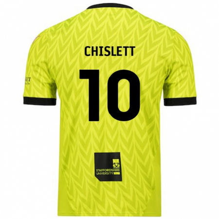 Kandiny Uomo Maglia Ethan Chislett #10 Verde Fluorescente Kit Gara Away 2024/25 Maglietta