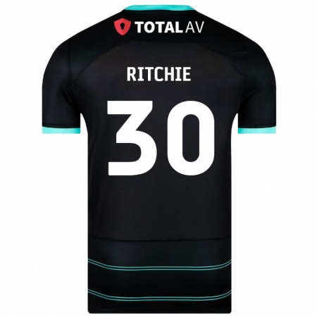 Kandiny Män Matt Ritchie #30 Svart Bortatröja Matchtröjor 2024/25 Tröjor T-Tröja