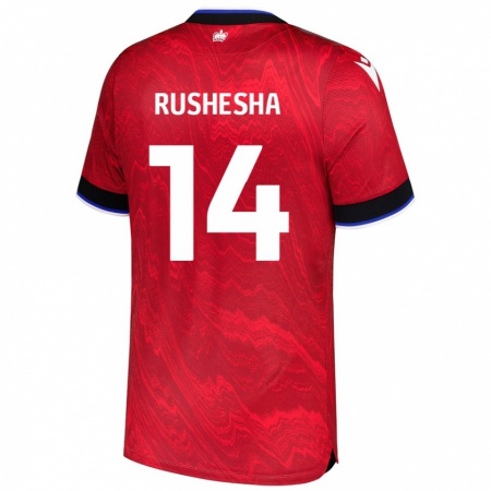 Kandiny Uomo Maglia Tivonge Rushesha #14 Rosso Nero Kit Gara Away 2024/25 Maglietta