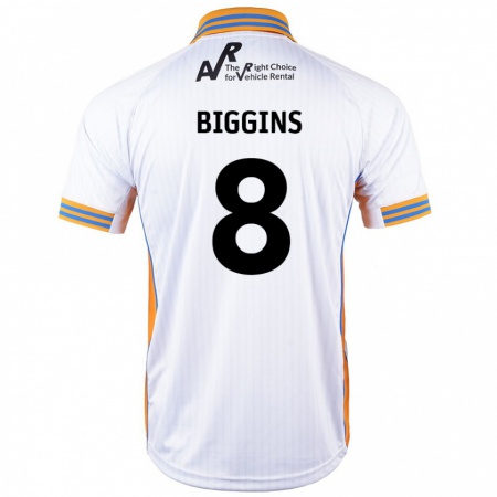 Kandiny Hombre Camiseta Harrison Biggins #8 Blanco 2ª Equipación 2024/25 La Camisa