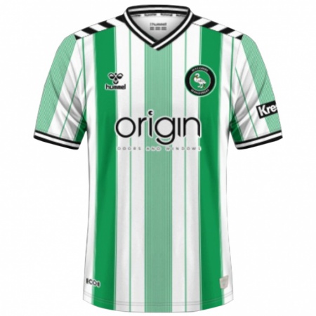 Kandiny Uomo Maglia Nathan Bishop #22 Verde Strisce Bianche Kit Gara Away 2024/25 Maglietta