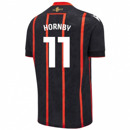 Kandiny Hombre Camiseta Megan Hornby #11 Negro Rojo 2ª Equipación 2024/25 La Camisa