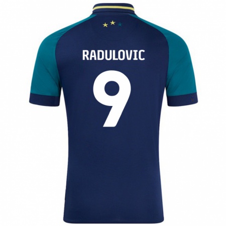 Kandiny Hombre Camiseta Bojan Radulovic #9 Azul Marino Verde Oscuro 2ª Equipación 2024/25 La Camisa