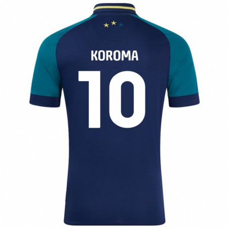 Kandiny Män Josh Koroma #10 Marinblå Mörkgrön Bortatröja Matchtröjor 2024/25 Tröjor T-Tröja