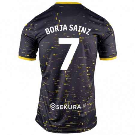 Kandiny Herren Borja Sainz #7 Schwarz Gelb Auswärtstrikot Trikot 2024/25 T-Shirt Österreich