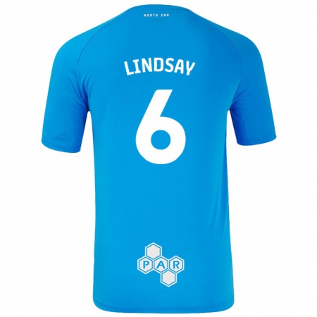 Kandiny Uomo Maglia Liam Lindsay #6 Azzurro Kit Gara Away 2024/25 Maglietta