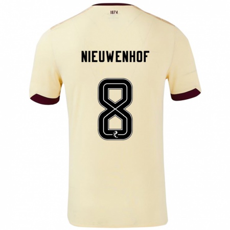 Kandiny Herren Calem Nieuwenhof #8 Creme Burgunderrot Auswärtstrikot Trikot 2024/25 T-Shirt Österreich