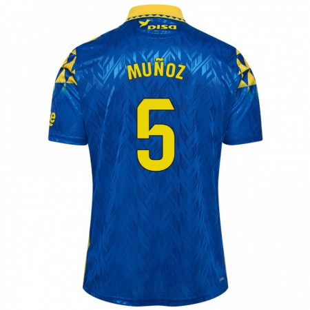 Kandiny Herren Javi Muñoz #5 Blau Gelb Auswärtstrikot Trikot 2024/25 T-Shirt Österreich