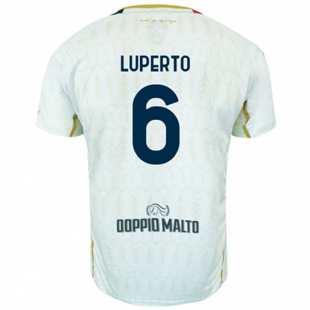 Kandiny Hombre Camiseta Sebastiano Luperto #6 Blanco 2ª Equipación 2024/25 La Camisa