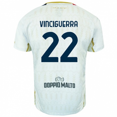 Kandiny Män Alessandro Vinciguerra #22 Vit Bortatröja Matchtröjor 2024/25 Tröjor T-Tröja